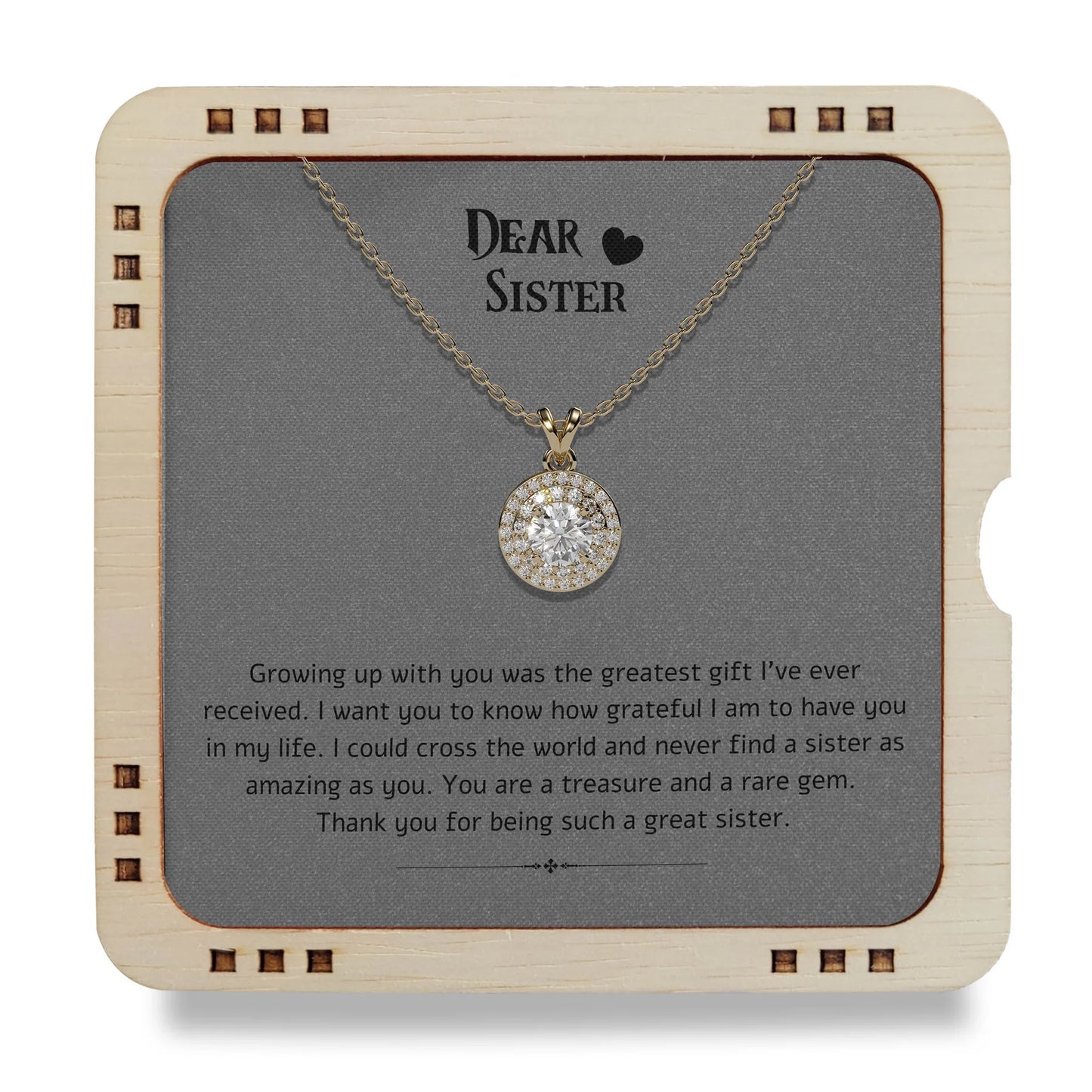 Dear Sister - Thank you for being such a great sister, 925 Sterling Silver Necklace