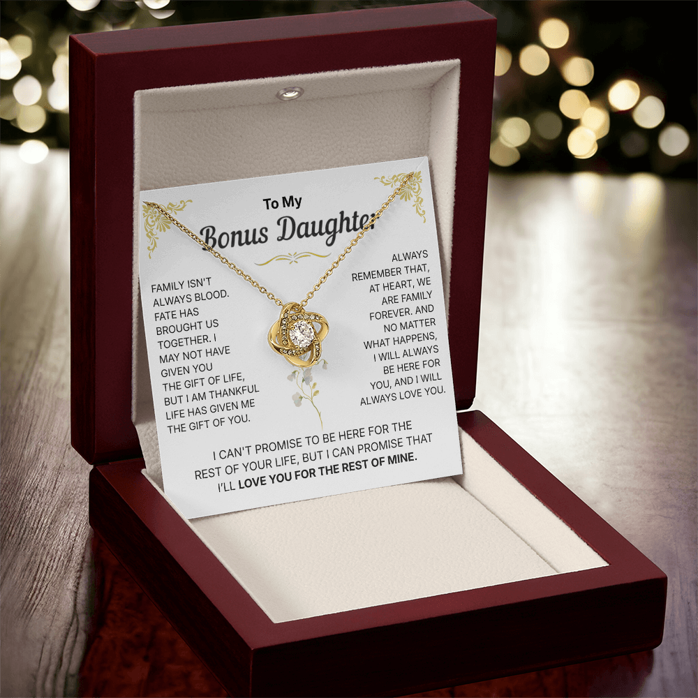 To My Bonus Daughter, We are Family Forever - Necklace For Daughter