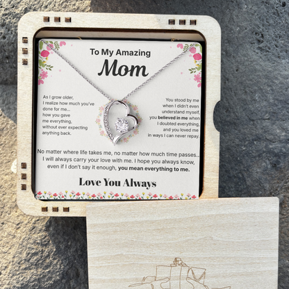 To My Amazing Mom - Heart Necklace Gift