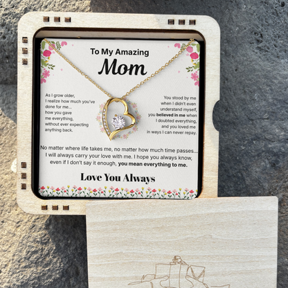 To My Amazing Mom - Heart Necklace Gift