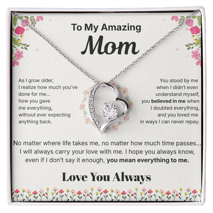 To My Amazing Mom - Heart Necklace Gift