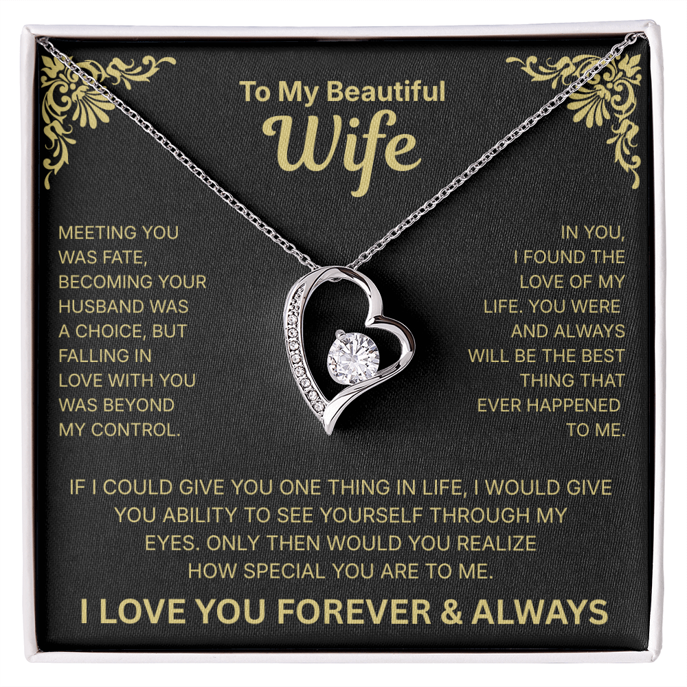 To My Beautiful Wife - Heart Necklace