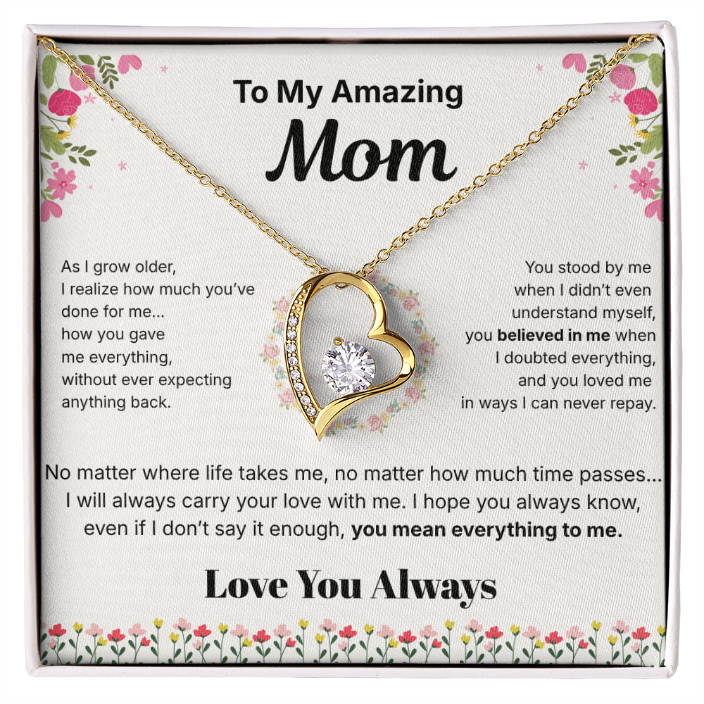 To My Amazing Mom - Heart Necklace Gift