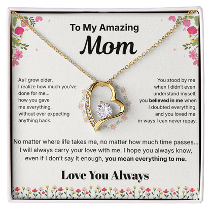 To My Amazing Mom - Heart Necklace Gift