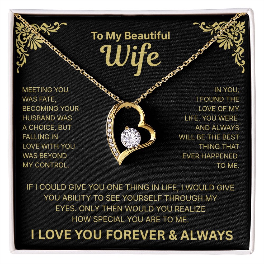 To My Beautiful Wife - Heart Necklace