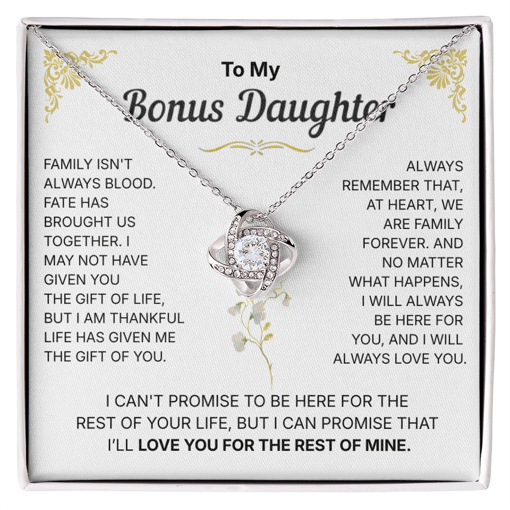 To My Bonus Daughter, We are Family Forever - Necklace For Daughter