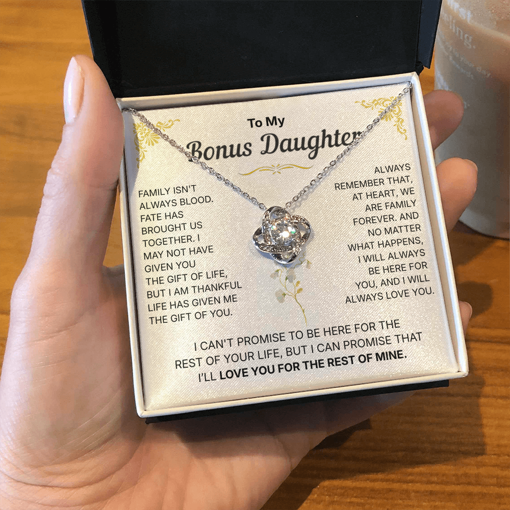To My Bonus Daughter, We are Family Forever - Necklace For Daughter