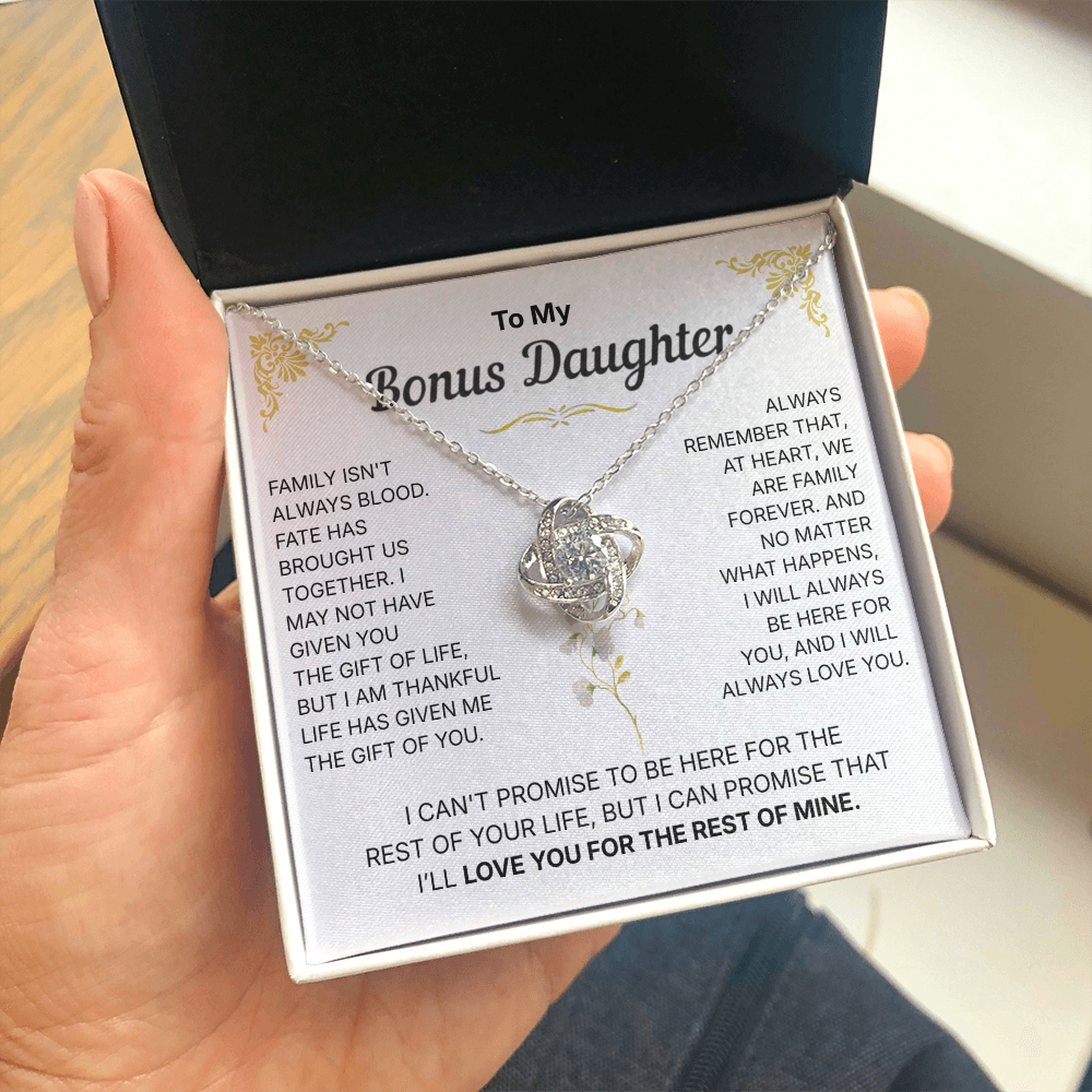 To My Bonus Daughter, We are Family Forever - Necklace For Daughter