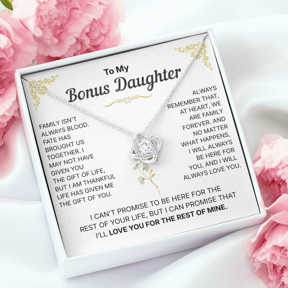 To My Bonus Daughter, We are Family Forever - Necklace For Daughter