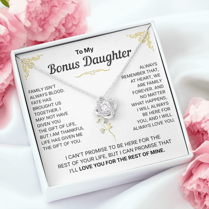 To My Bonus Daughter, We are Family Forever - Necklace For Daughter