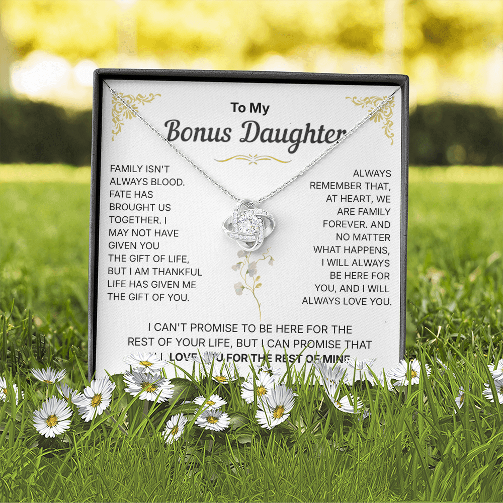 To My Bonus Daughter, We are Family Forever - Necklace For Daughter