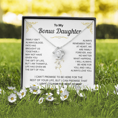 To My Bonus Daughter, We are Family Forever - Necklace For Daughter