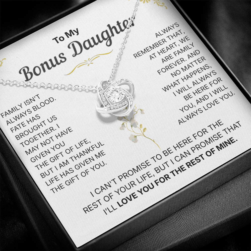 To My Bonus Daughter, We are Family Forever - Necklace For Daughter