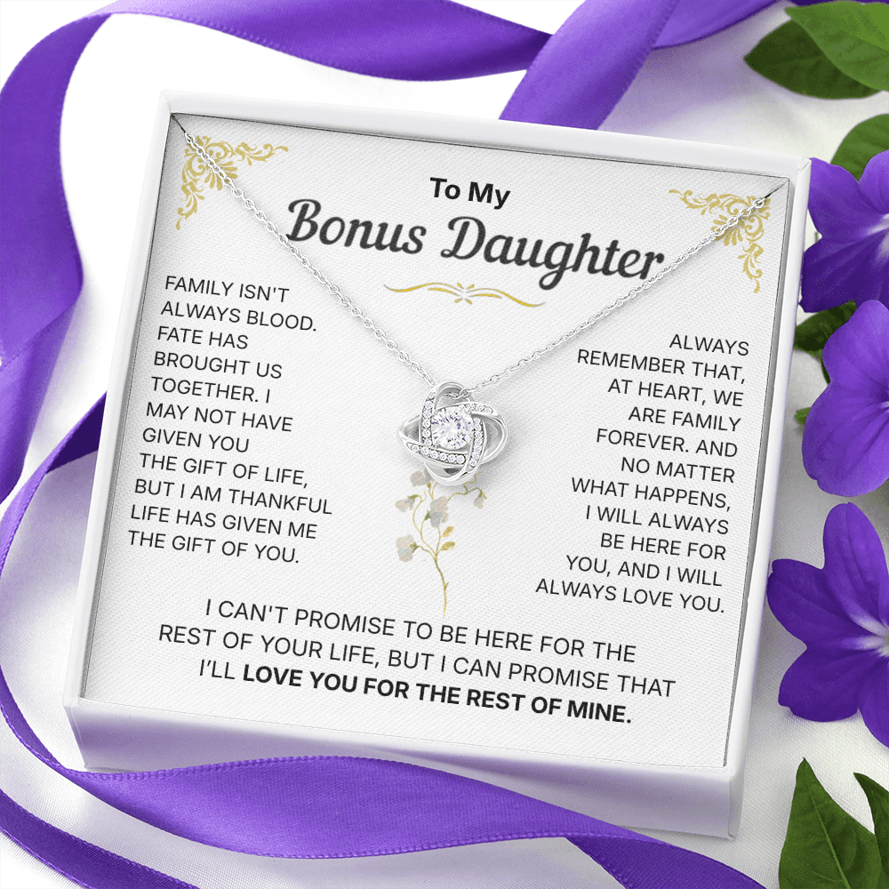 To My Bonus Daughter, We are Family Forever - Necklace For Daughter