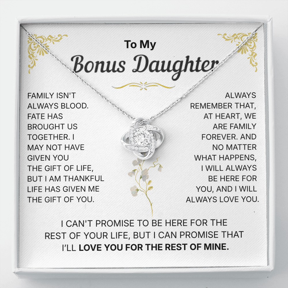 To My Bonus Daughter, We are Family Forever - Necklace For Daughter