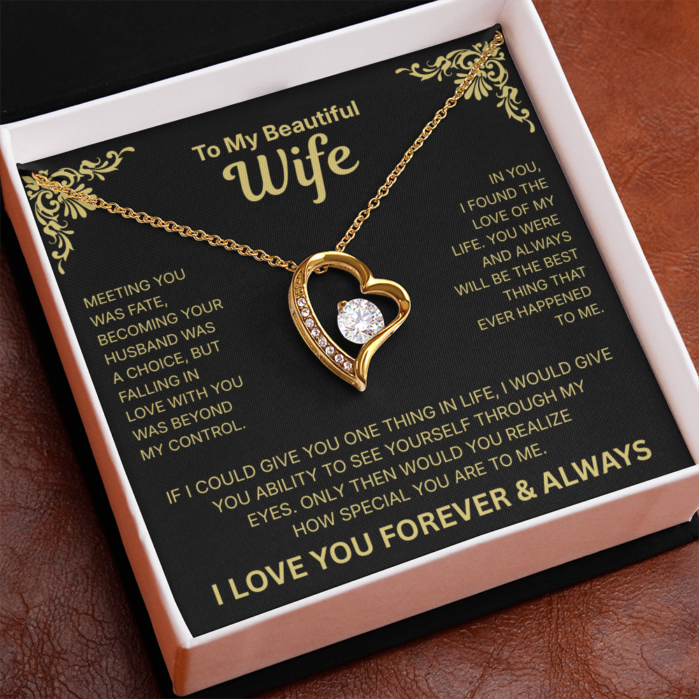 To My Beautiful Wife - Heart Necklace