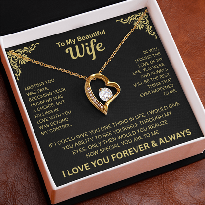 To My Beautiful Wife - Heart Necklace