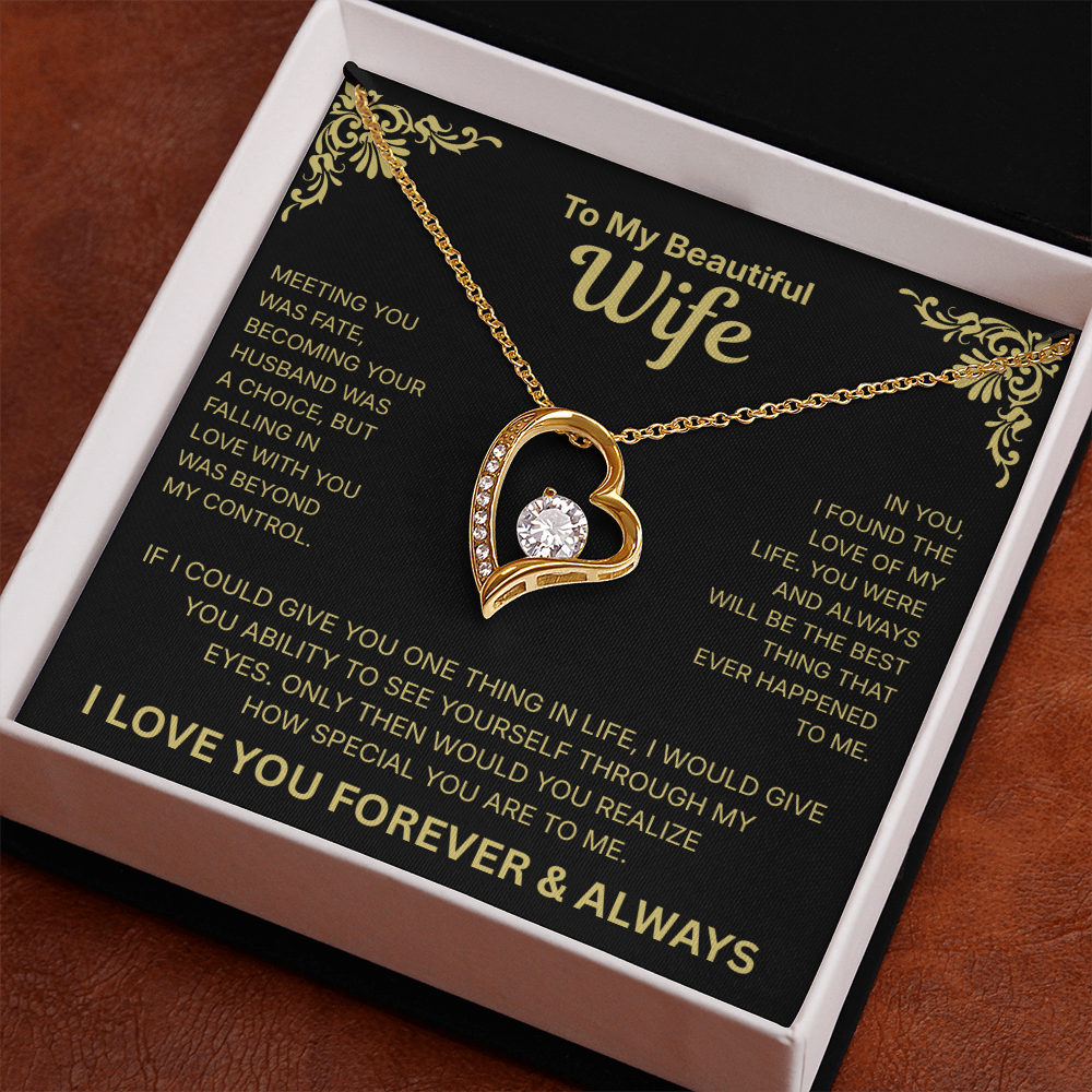 To My Beautiful Wife - Heart Necklace