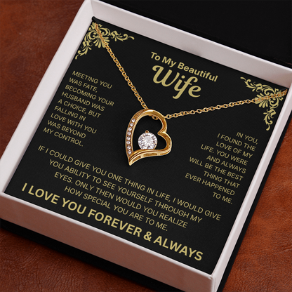 To My Beautiful Wife - Heart Necklace