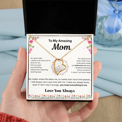 To My Amazing Mom - Heart Necklace Gift