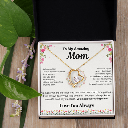 To My Amazing Mom - Heart Necklace Gift