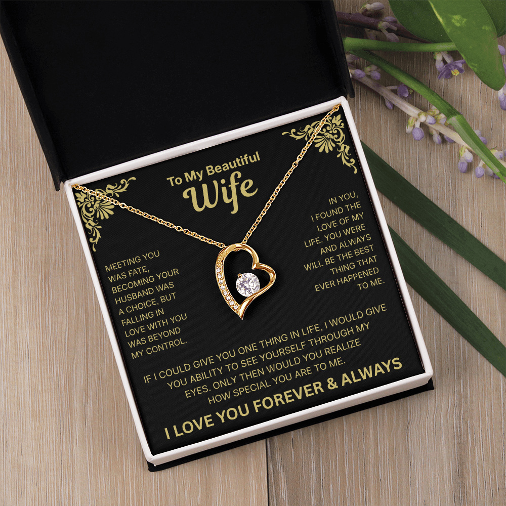 To My Beautiful Wife - Heart Necklace
