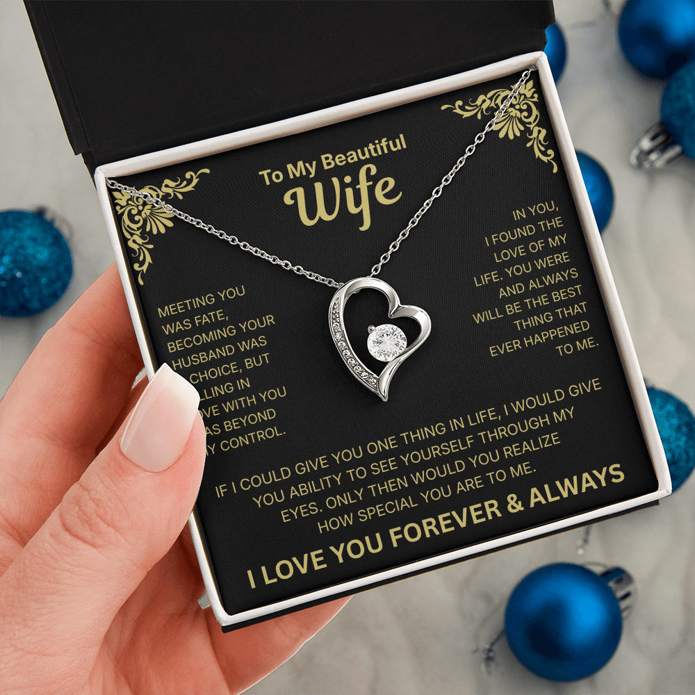 To My Beautiful Wife - Heart Necklace