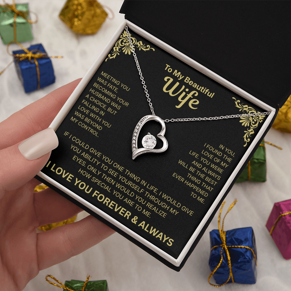 To My Beautiful Wife - Heart Necklace