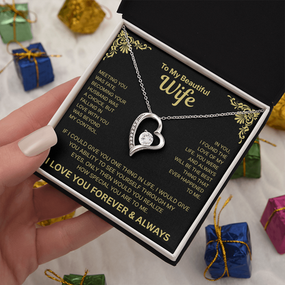 To My Beautiful Wife - Heart Necklace