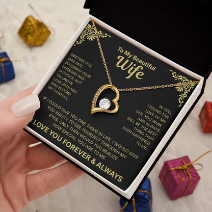 To My Beautiful Wife - Heart Necklace