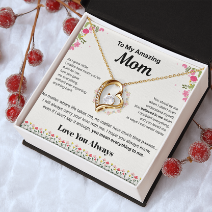 To My Amazing Mom - Heart Necklace Gift