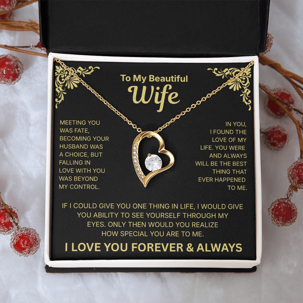 To My Beautiful Wife - Heart Necklace
