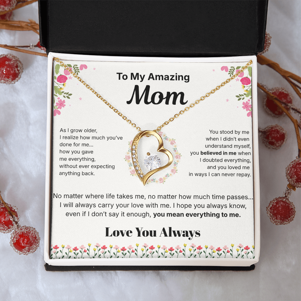 To My Amazing Mom - Heart Necklace Gift