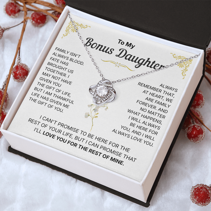 To My Bonus Daughter, We are Family Forever - Necklace For Daughter