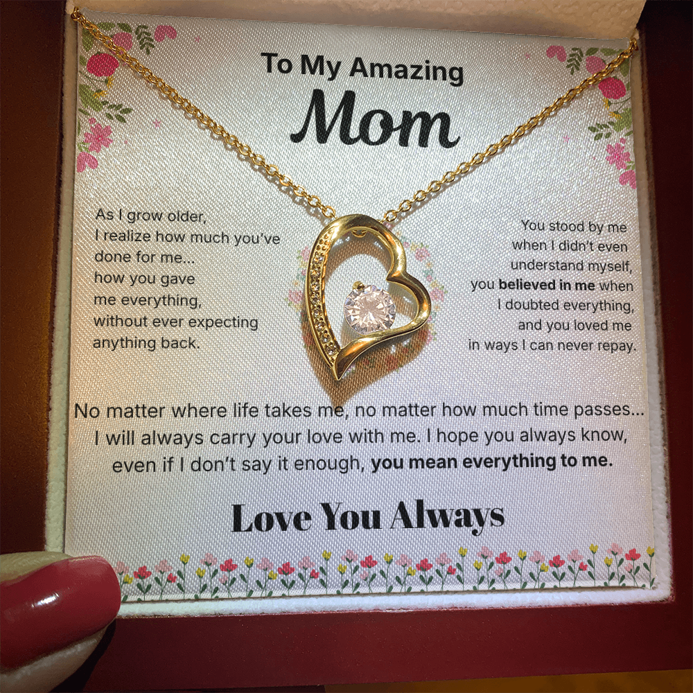 To My Amazing Mom - Heart Necklace Gift