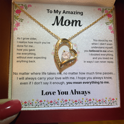 To My Amazing Mom - Heart Necklace Gift