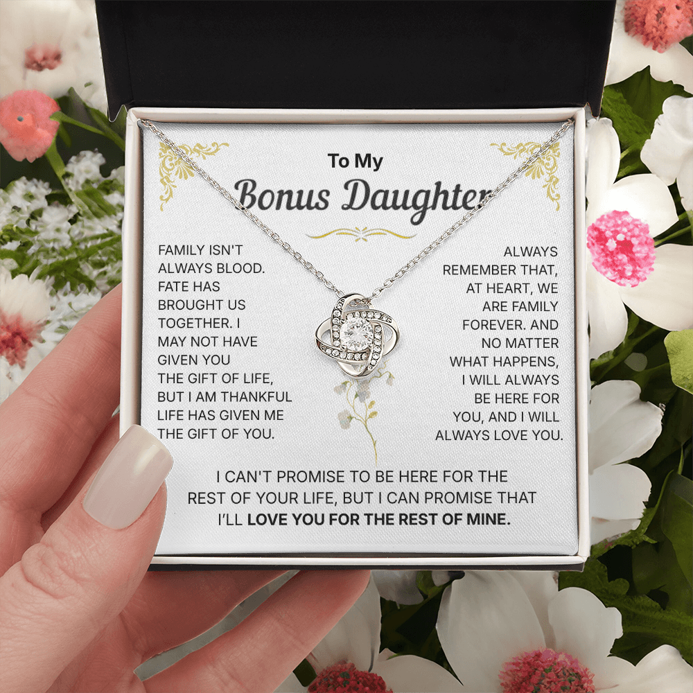 To My Bonus Daughter, We are Family Forever - Necklace For Daughter