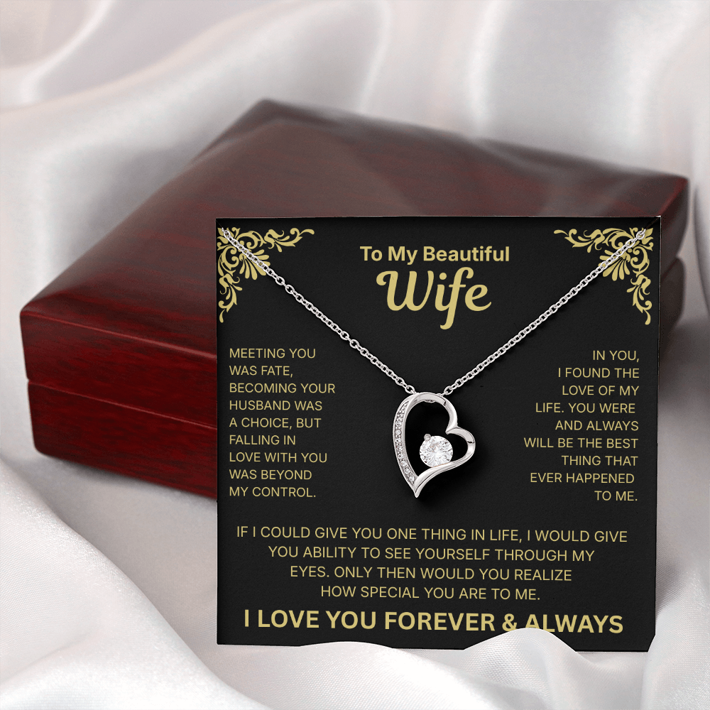 To My Beautiful Wife - Heart Necklace