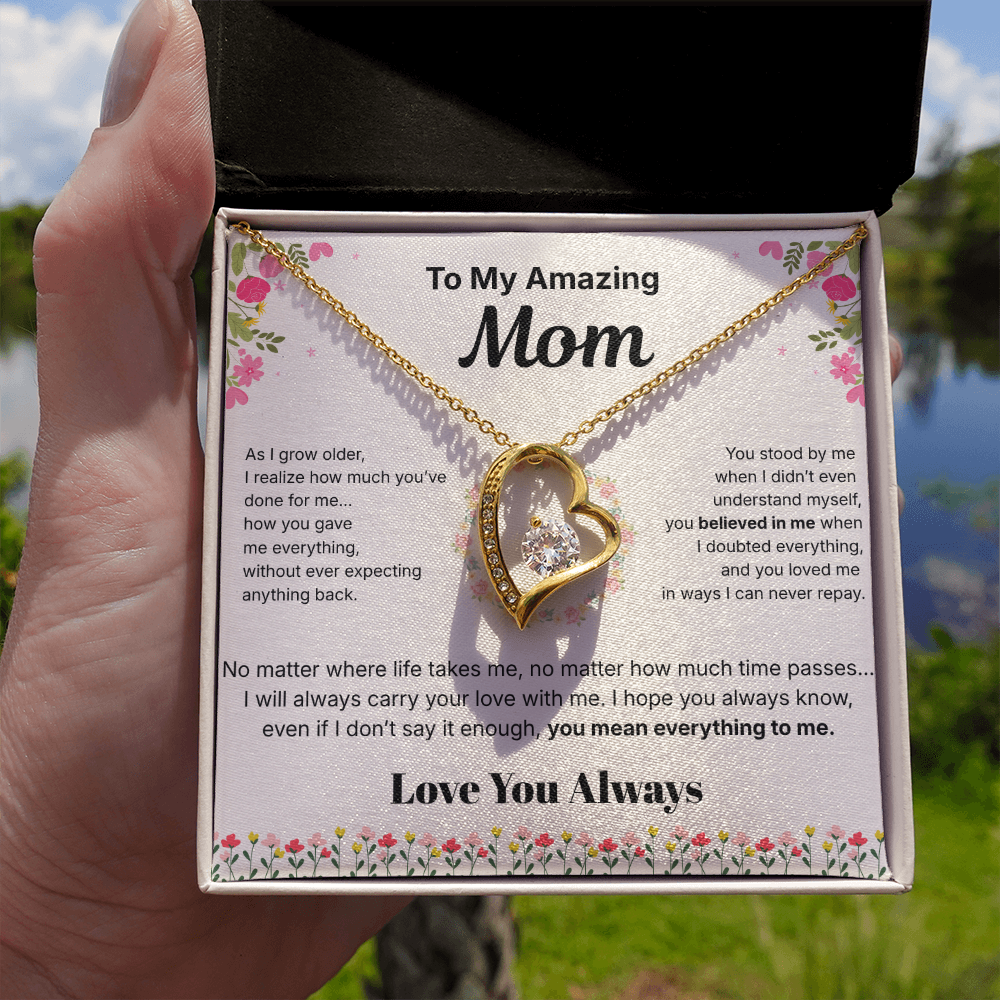 To My Amazing Mom - Heart Necklace Gift