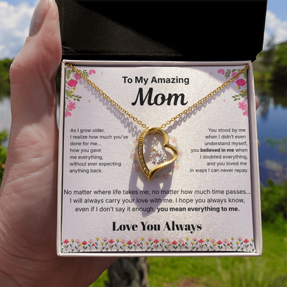To My Amazing Mom - Heart Necklace Gift