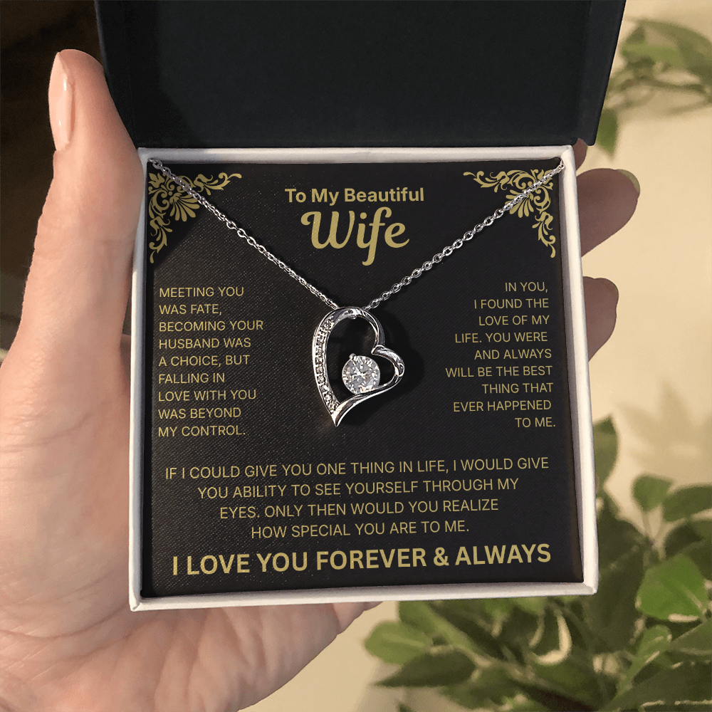 To My Beautiful Wife - Heart Necklace