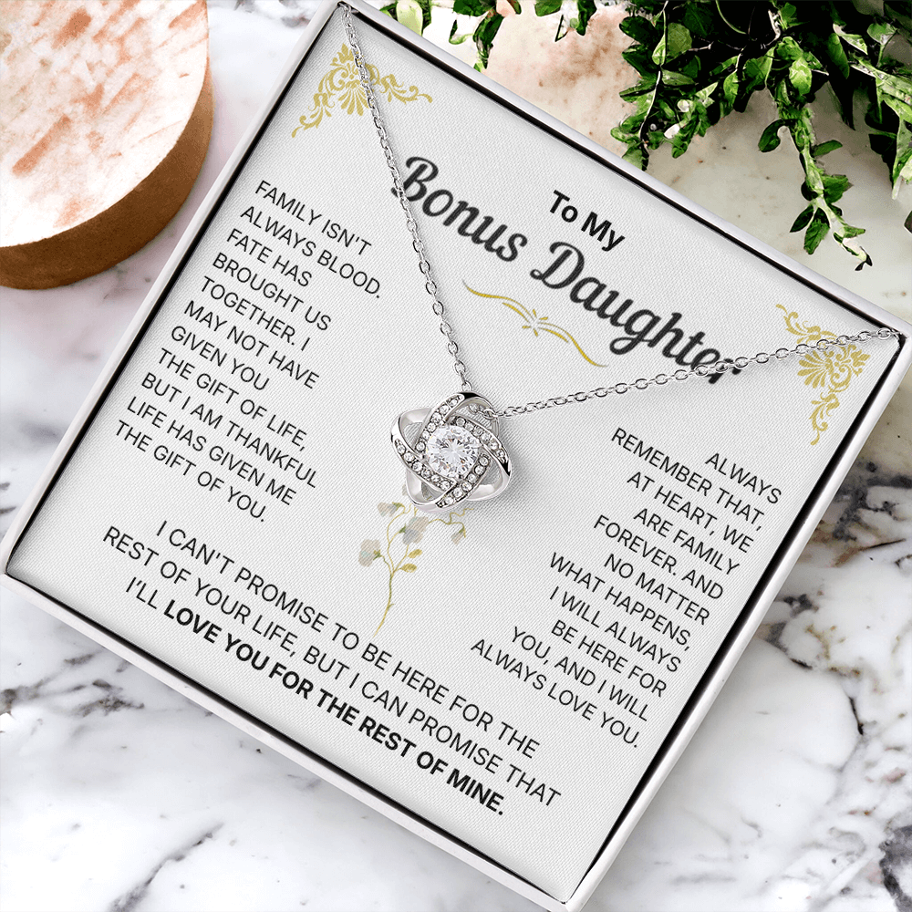 To My Bonus Daughter, We are Family Forever - Necklace For Daughter