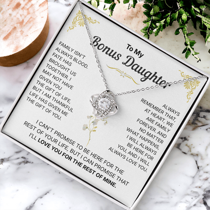 To My Bonus Daughter, We are Family Forever - Necklace For Daughter