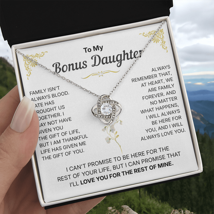 To My Bonus Daughter, We are Family Forever - Necklace For Daughter