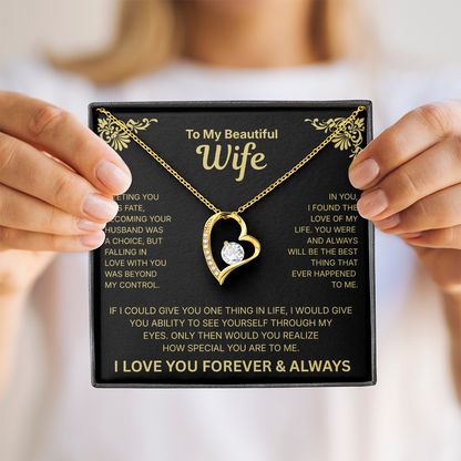 To My Beautiful Wife - Heart Necklace