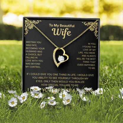 To My Beautiful Wife - Heart Necklace