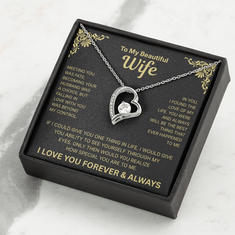 To My Beautiful Wife - Heart Necklace