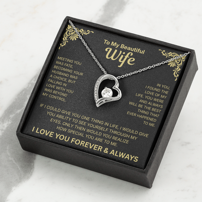 To My Beautiful Wife - Heart Necklace