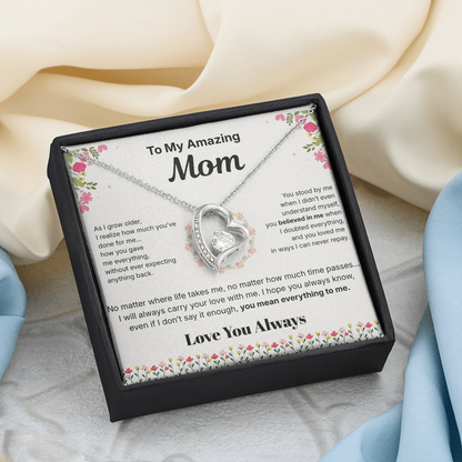 To My Amazing Mom - Heart Necklace Gift