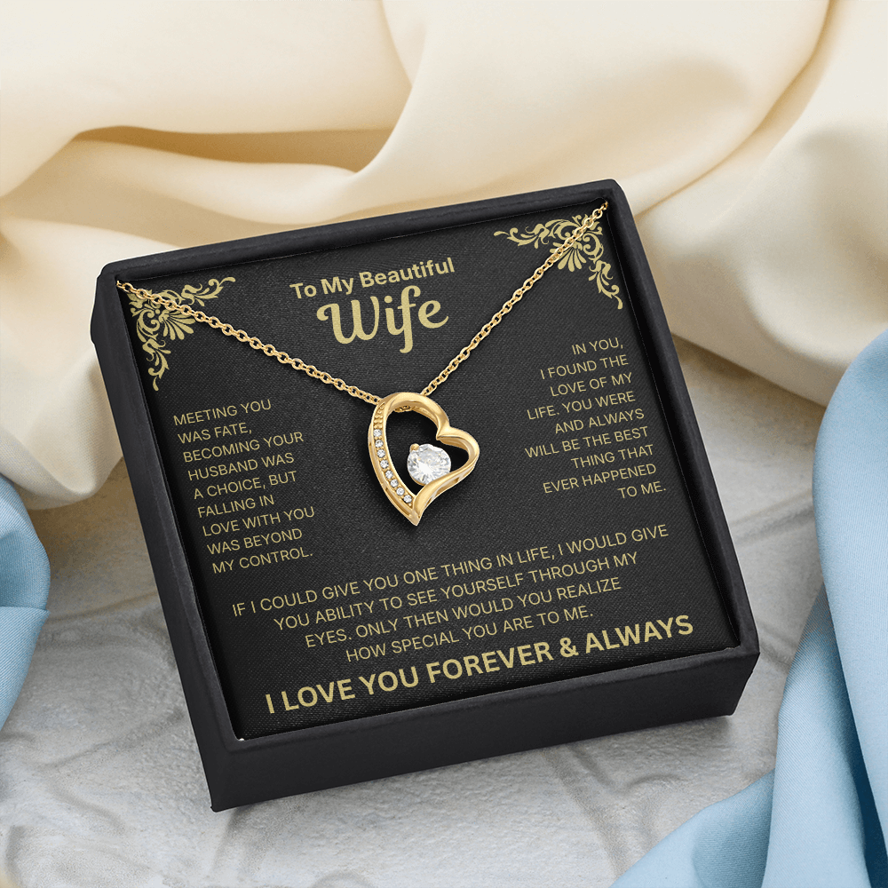 To My Beautiful Wife - Heart Necklace